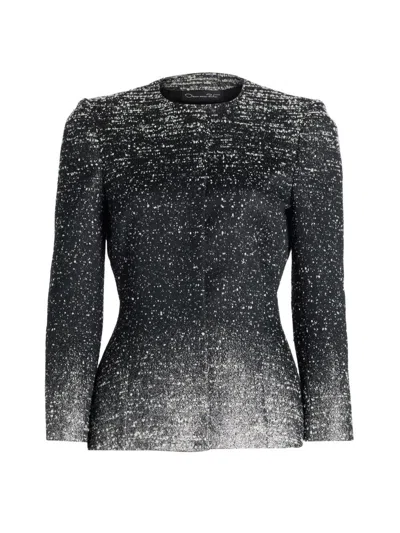 Oscar De La Renta Women's Metallic Ombré Bouclé Knit Jacket In Gray