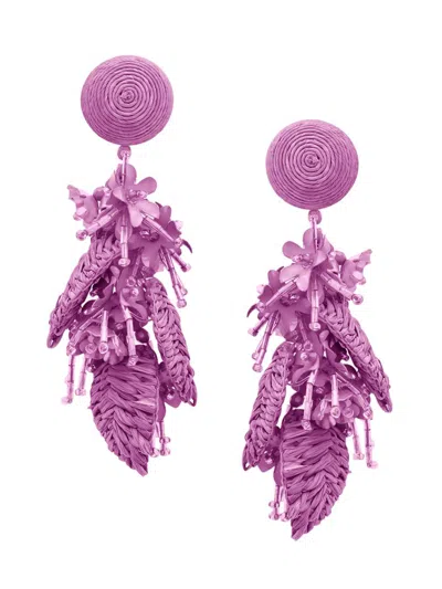 Oscar De La Renta Women's Mixed-media Tassel Bouquet Clip-on Drop Earrings In Purple
