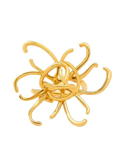 Oscar De La Renta Women's O Wire Flower 24k-gold-plated Brass Ring
