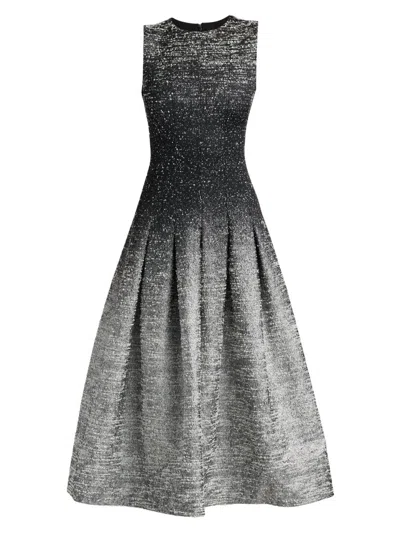 Oscar De La Renta Ombre Boucle Jacquard Dress In Gray