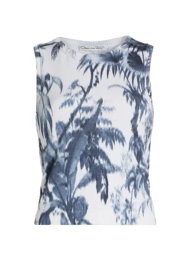 Oscar De La Renta Women's Palm Leaf Knit Tank Top In Multi