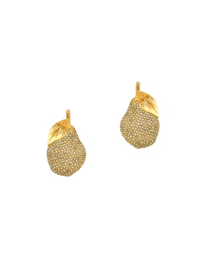Oscar De La Renta Women's Pavé Pear 24k-gold-plated & Glass Crystal Stud Earrings