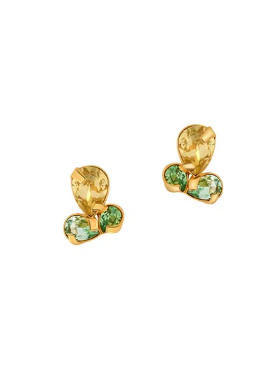 Oscar De La Renta Women's Pear Rhinestone 24k-gold-plated Stud Earrings In Neutral