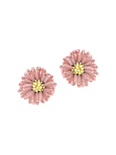 Oscar De La Renta Women's Pompom 24k-gold-plated & Glass Bead Stud Earrings In Blue