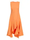 Oscar De La Renta Women's Ruffled Stretch-wool Midi-dress In Apricot