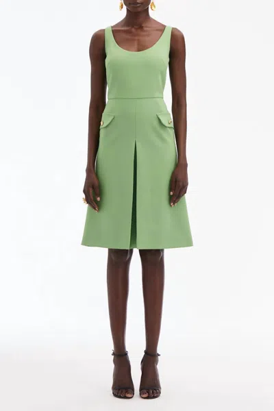 Oscar De La Renta Women's Sleeveless Inverted Button Dress In Olivine In Green