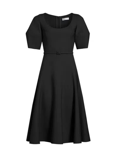 Oscar De La Renta Women's Stretch-wool Fit & Flare Dress In Black