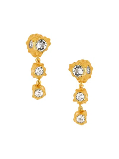 Oscar De La Renta Textured Scramble Triple Drop Earrings In Gold