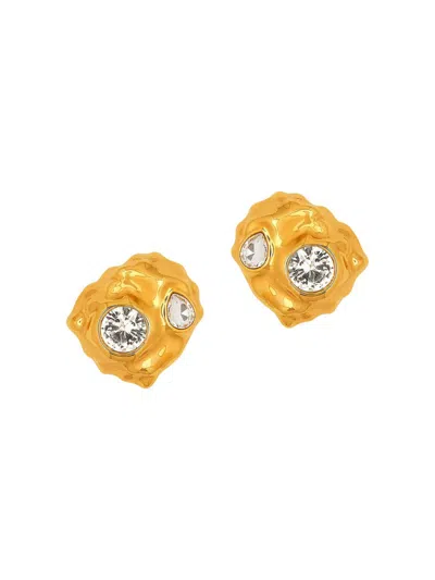 Oscar De La Renta Women's Textured Scramble 24k-gold-plated & Glass Crystal Stud Earrings