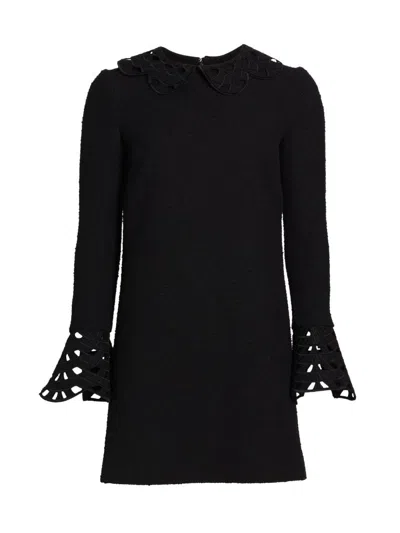 Oscar De La Renta Women's Threadwork Cut-out Tweed Dress In Black