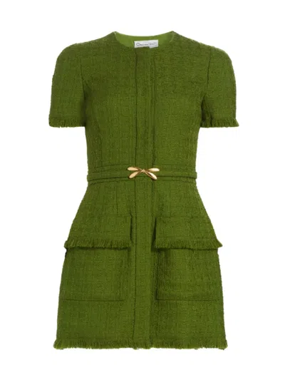 Oscar De La Renta Women's Wool-blend Tweed Belted Minidress In Fern