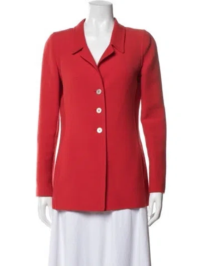 Pre-owned Oscar De La Renta Wool Blazer In Red