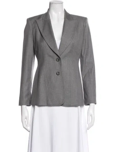 Pre-owned Oscar De La Renta Wool Blazer W/ Tags In Gray