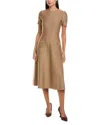 Oscar De La Renta Wool-blend A-line Dress In Brown