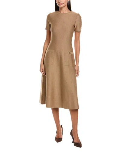 Oscar De La Renta Wool-blend A-line Dress In Brown