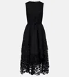 Oscar De La Renta Wool-blend And Lace Cocktail Dress In Black