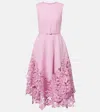 Oscar De La Renta Wool-blend And Lace Cocktail Dress In Pink