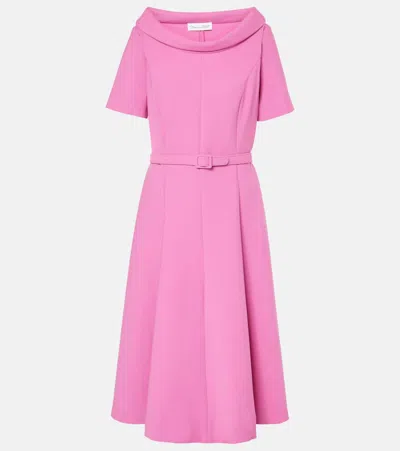 Oscar De La Renta 25rn244dsw Short Sleeve Funnel Neck Stretch Dress In Rosehip In Pink