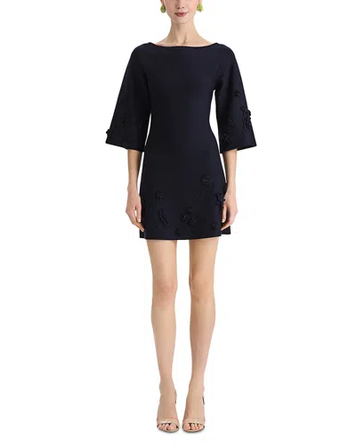 Oscar De La Renta Wool Blend Mini Dress In Black