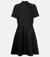 Oscar De La Renta Abstract Rose Button Tweed Dress In Black