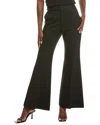 Oscar De La Renta Ankle-length Tulip Flare Silk-trim Wool-blend Pant In Black