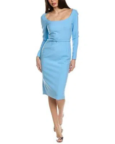 Pre-owned Oscar De La Renta Wool-blend Sheath Dress Women's In Blue