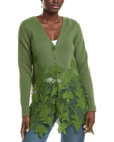 Oscar De La Renta Wool Cardigan In Green
