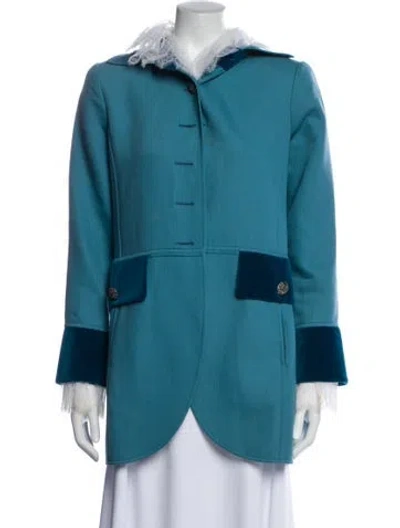 Pre-owned Oscar De La Renta Wool Coat In Blue