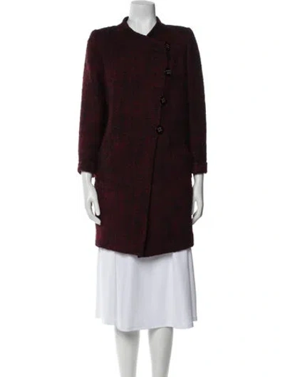 Pre-owned Oscar De La Renta Wool Coat In Burgundy