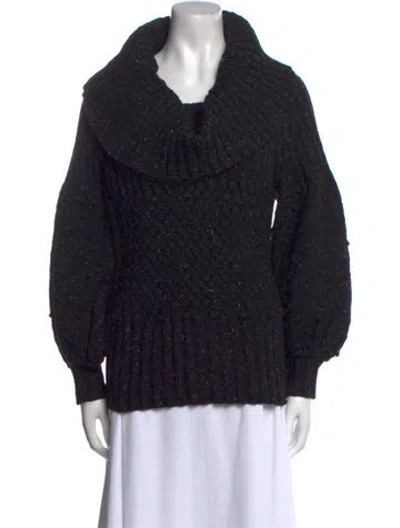 Pre-owned Oscar De La Renta Wool Cowl Neck Sweater In Multi