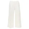 Oscar De La Renta Wool Crepe Pleated Wide Pants In Beige