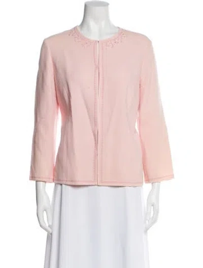 Pre-owned Oscar De La Renta Wool Evening Jacket In Pink