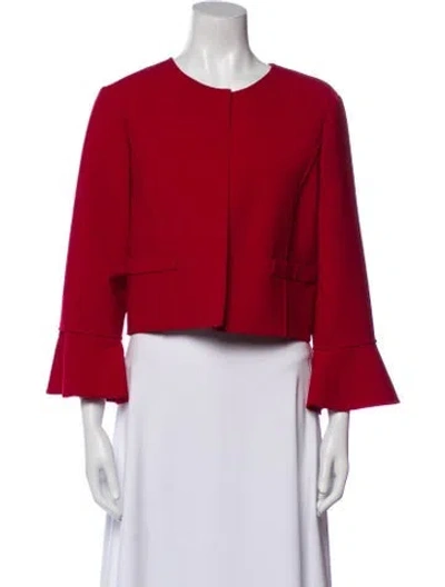 Pre-owned Oscar De La Renta Wool Evening Jacket In Red