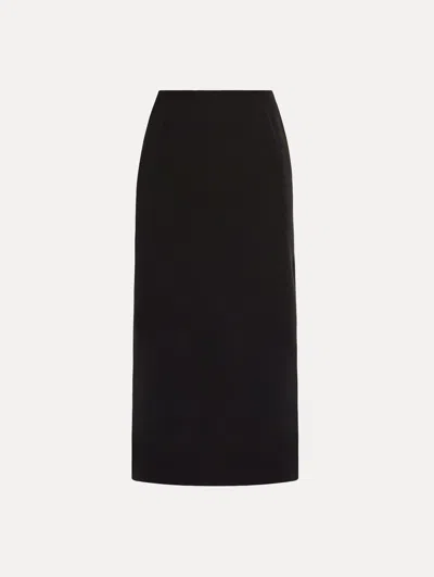 Oscar De La Renta Wool Gabardine Pencil Skirt In Brown