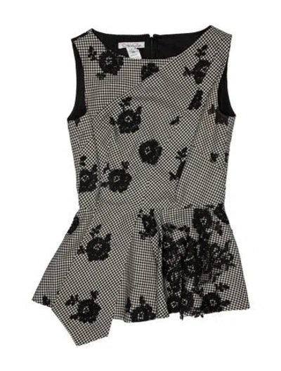 Pre-owned Oscar De La Renta Wool Graphic Print Bodysuit In Black