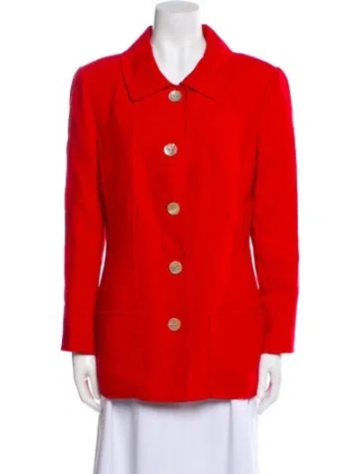 Pre-owned Oscar De La Renta Wool Jacket In Red