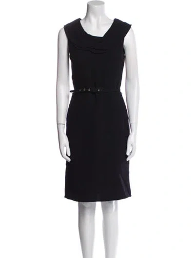 Pre-owned Oscar De La Renta Wool Knee-length Dress In Black