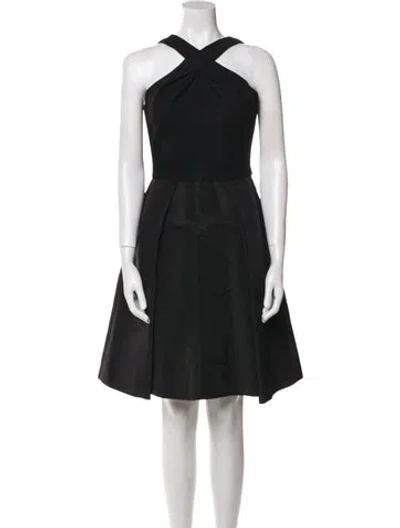Pre-owned Oscar De La Renta Wool Knee-length Dress In Black