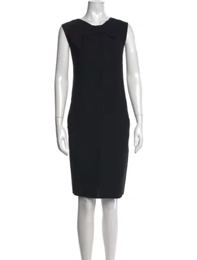 Pre-owned Oscar De La Renta Wool Knee-length Dress In Black