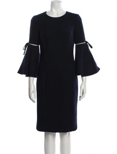 Pre-owned Oscar De La Renta Wool Knee-length Dress In Blue