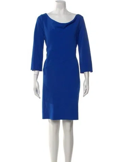 Pre-owned Oscar De La Renta Wool Knee-length Dress In Blue
