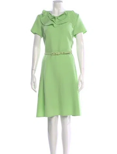 Pre-owned Oscar De La Renta Wool Knee-length Dress In Green