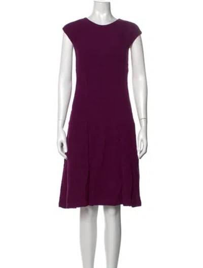 Pre-owned Oscar De La Renta Wool Knee-length Dress In Purple