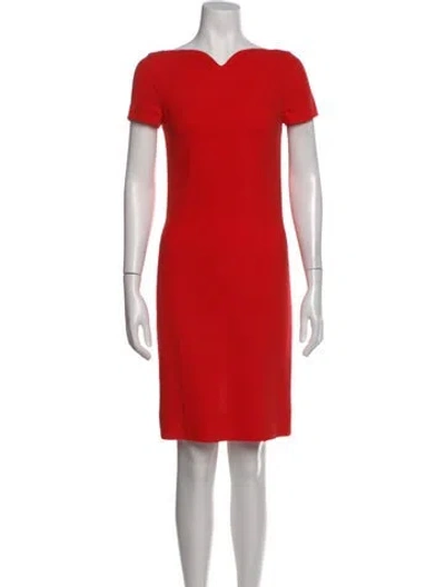 Pre-owned Oscar De La Renta Wool Knee-length Dress In Red