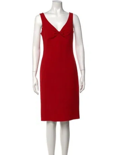 Pre-owned Oscar De La Renta Wool Knee-length Dress In Red