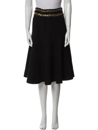 Pre-owned Oscar De La Renta Wool Knee-length Skirt In Black
