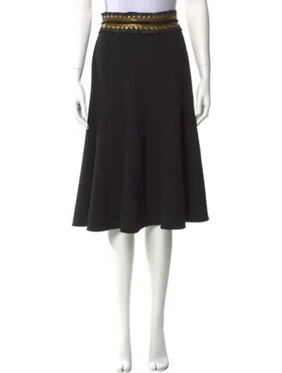 Pre-owned Oscar De La Renta Wool Knee-length Skirt In Black
