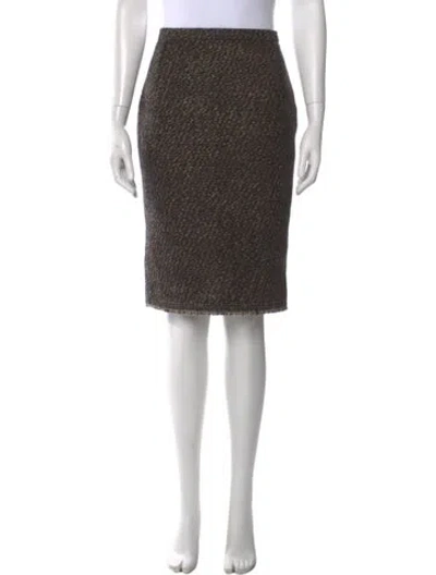 Pre-owned Oscar De La Renta Wool Knee-length Skirt In Black
