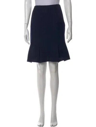 Pre-owned Oscar De La Renta Wool Knee-length Skirt In Blue