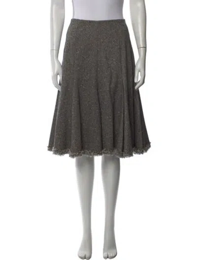 Pre-owned Oscar De La Renta Wool Knee-length Skirt In Gray